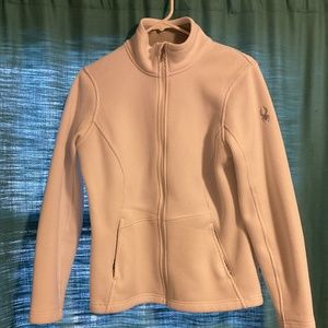 Spyder White Waffle Knit Zip Up Jacket